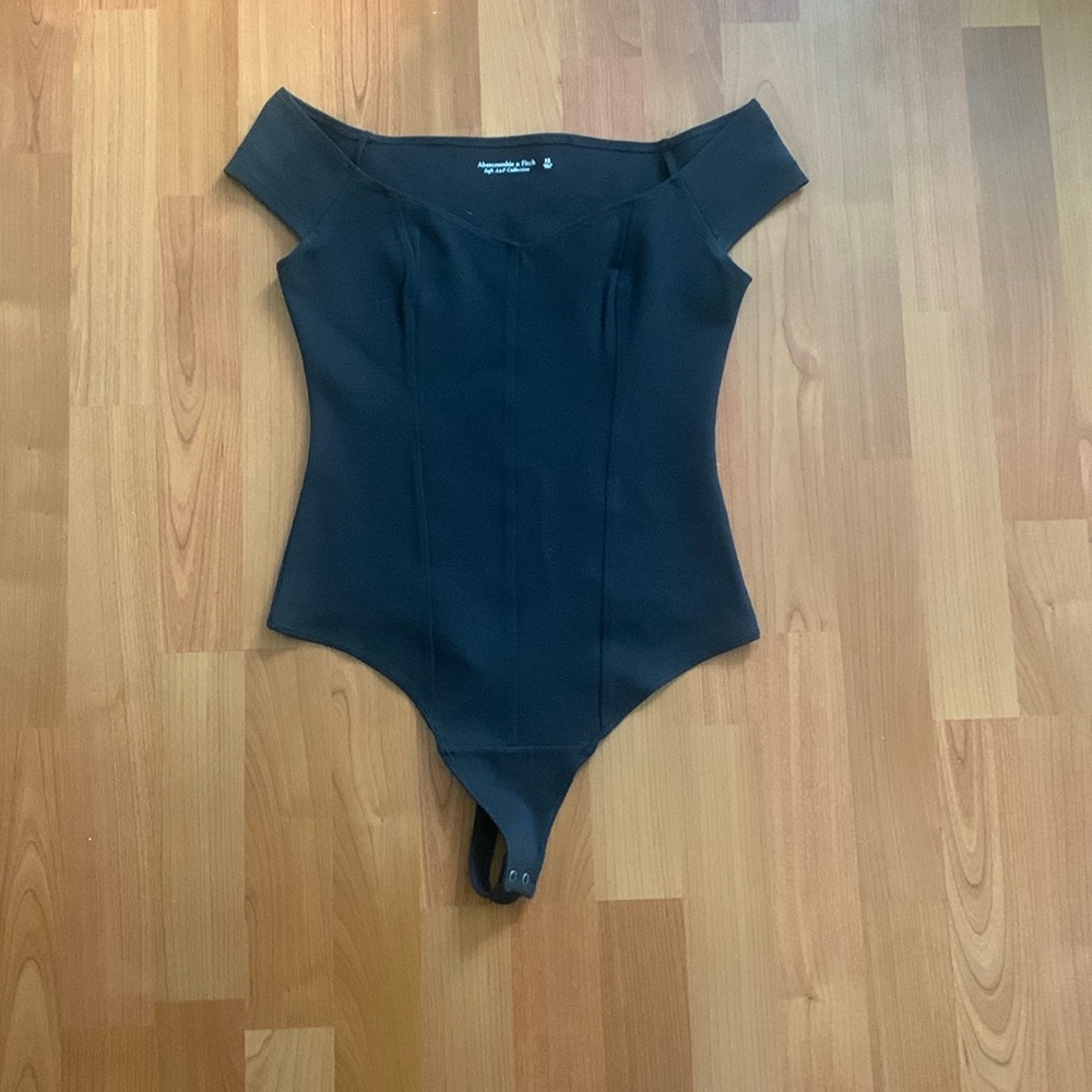 Abercrombie Bodysuit, Black, Off Shoulder, Size XS